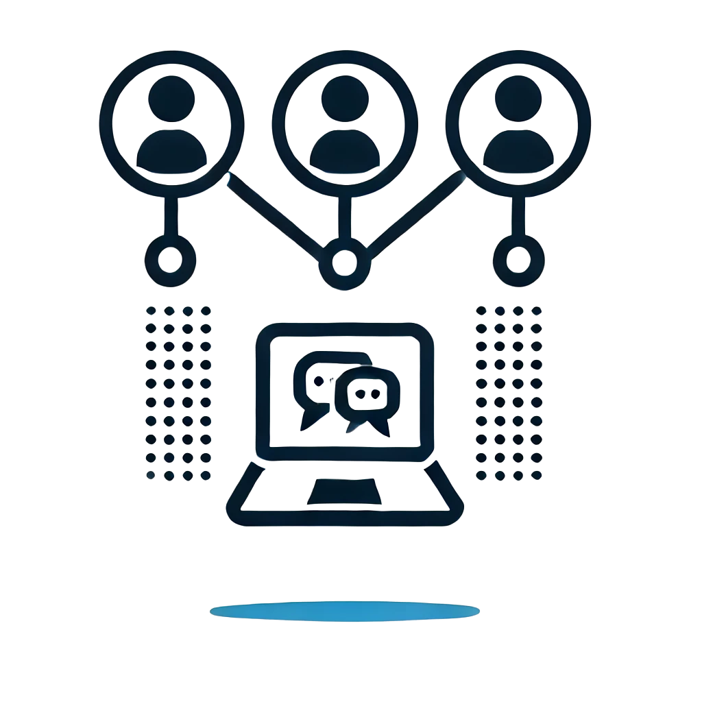 Team members connecting virtually through their laptops.