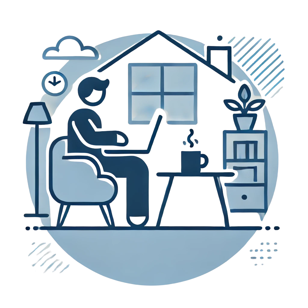 Person working at home with a comfortable setup.